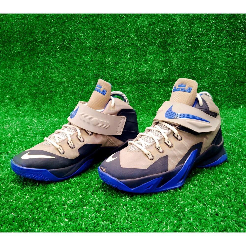 Nike Lebron Zoom Soldier VIII Basketball Sneakers Youth 6Y Gray Blue 653645-011